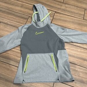 Nike Therma-Fit Activewear Grey & Neon Green Hoodie Jacket Size Medium